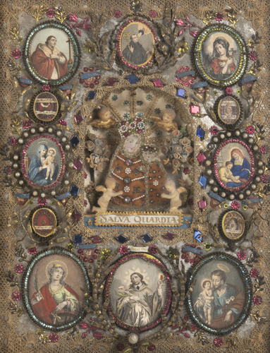 <b>Klosterarbeit mit Schutzmantelmadonna und Votivbildchen</b>