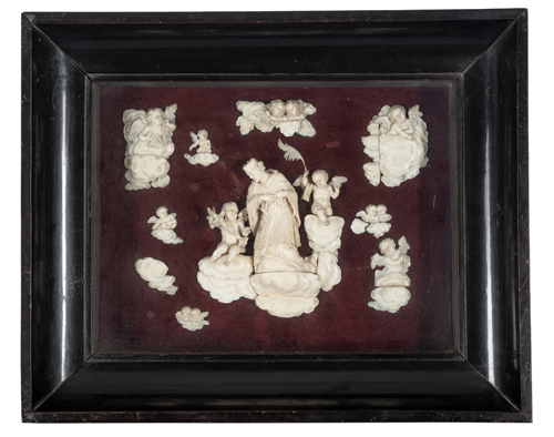 <b>Elfenbeinrelief - Der Heilige Johannes Nepomuk in der Gloriae</b>