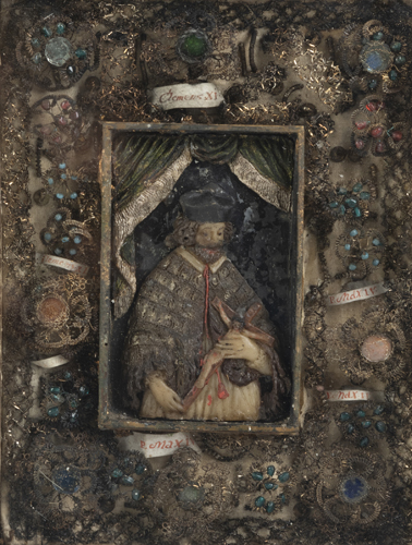 <b>Wachsklosterarbeit mit Heiligem Johannes von Nepomuk</b>