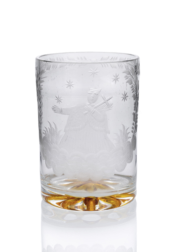 <b>Becher-Glas mit Heiligem Johannes von Nepomuk</b>