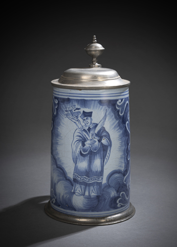 <b>Fayence-Humpen mit Heiligem Johannes von Nepomuk</b>