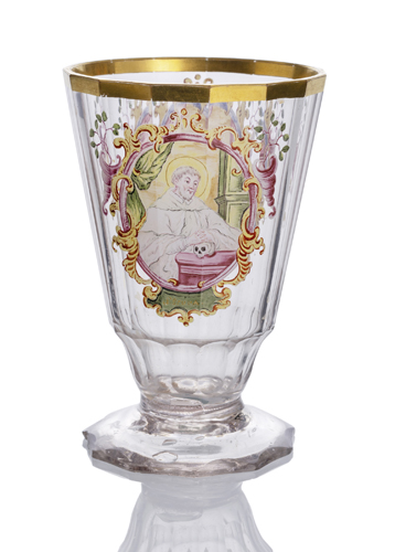 <b>Glas mit Heiligem Johannes Nepomuk und Heiligem Bruno</b>