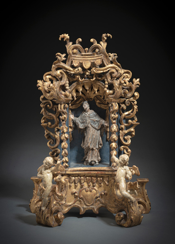 <b>Altarschrein mit Hl. Johannes Nepomuk, der Schrein Leonhard Sattler (1676 - 1744) zugeschrieben</b>