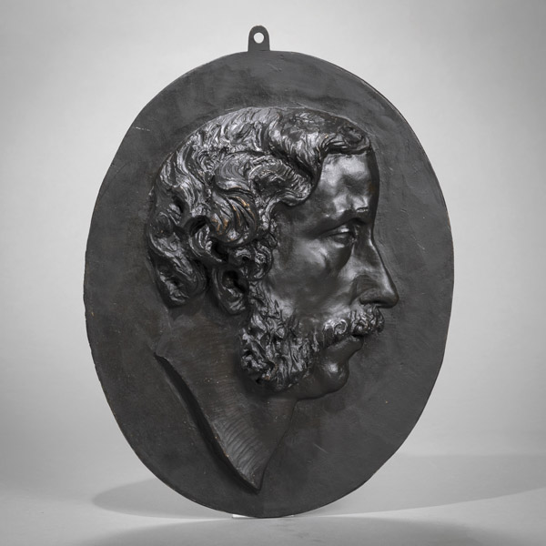 <b>A CAST OVAL PLAQUE WITH THE PORTRAIT OF A GENTLEMAN</b>