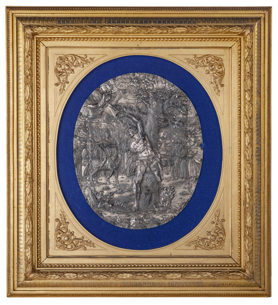 <b>A FINE SILVER RELIEF PLAQUE WITH ST. SEBASTIAN</b>