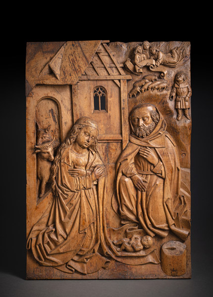 <b>A FINE GOTHIC ALTAR RELIEF PANEL WITH NATIVITY</b>