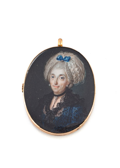 <b>Portrait einer Dame mit weißer Spitzenhaube</b>