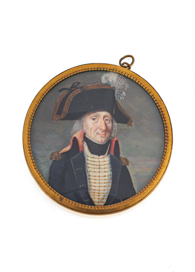 <b>Portrait eines Offiziers in blauer Uniform</b>