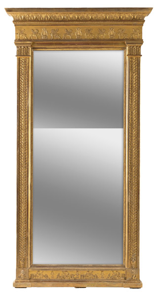 <b>A LARGE GERMAN WOOD, STUCCO AND GILT NEOCLASSICAL MIRROR</b>