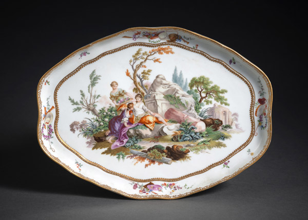 <b>A MEISSEN OVAL TRAY WITH ALLEGORY OF SPRING</b>