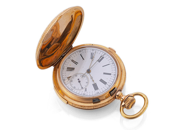 <b>A FINE POCKET WATCH WITH MINUTE REPEATER AND CHRONOGRAPH</b>