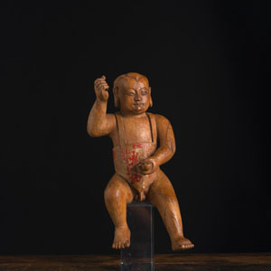 <b>A SANDALWOOD FIGURE OF A BOY</b> <b>A SANDALWOOD FIGURE OF A BOY</b>