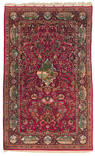 <b>A Semi antique pictorial Kashan rug</b>