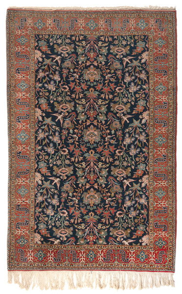 <b>Alter Tabriz mit floraler Musterung auf blauem Fond</b>