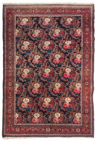 <b>A semi antique Bidjar Gol Farang carpet with rose ornaments and Herati Border</b>