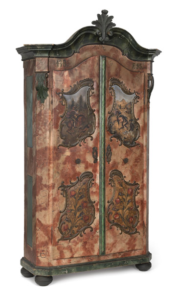 <b>A BRASS MOUNTED AND PAINTED RURAL CUPBOARD</b> <b>A BRASS MOUNTED AND PAINTED RURAL CUPBOARD</b>