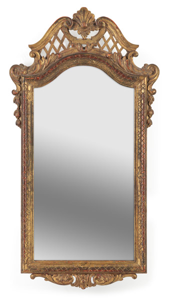<b>A BAROQUE STYLE CARVED WOOD MIRROR</b>