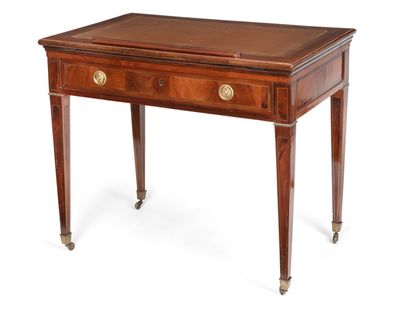 <b>A LOUIS XVI BRASS AND ORMOLU-MOUNTED MAHOGANY AND CHERRYWOOD ARCHITECT'S TABLE</b>