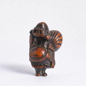 <b>Netsuke des Hotei aus Holz</b>