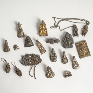<b>A GROUP OF FIGURAL SILVER AND OTHER METAL PENDANTS</b> <b>A GROUP OF FIGURAL SILVER AND OTHER METAL PENDANTS</b>