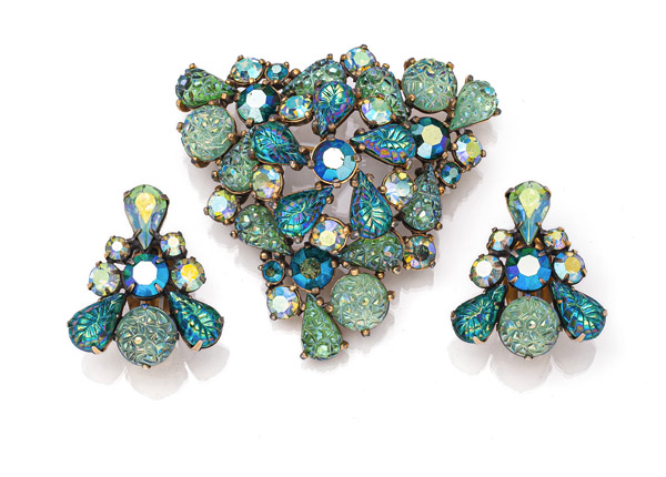 <b>Schiaparelli Vintage Set - Brosche und Ohrclips</b>