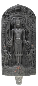 <b>Feine Stele aus grauem Schiefer mit Darstellung des Vishnu</b>