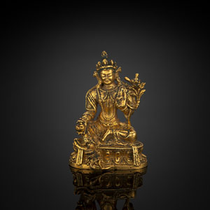<b>Feuervergoldete Bronze eines Bodhisattva</b>