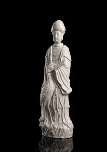 <b>A RARE CREAM-GLAZED MODEL OF GUANYIN FROM THE COLLECTION OF AUGUSTUS THE STRONG</b>