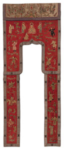 <b>AN ARCH HANGING AND TWO NARROW HANGINGS WITH IMMORTALS, WARRIORS AND BOYS</b>