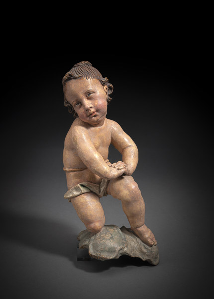 <b>Knieender Putto auf Wolkenband</b>