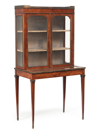 <b>A BRASS MOUNTED MAHOGANY LOUIS XVI STYLE DISPLAY CABINET</b>