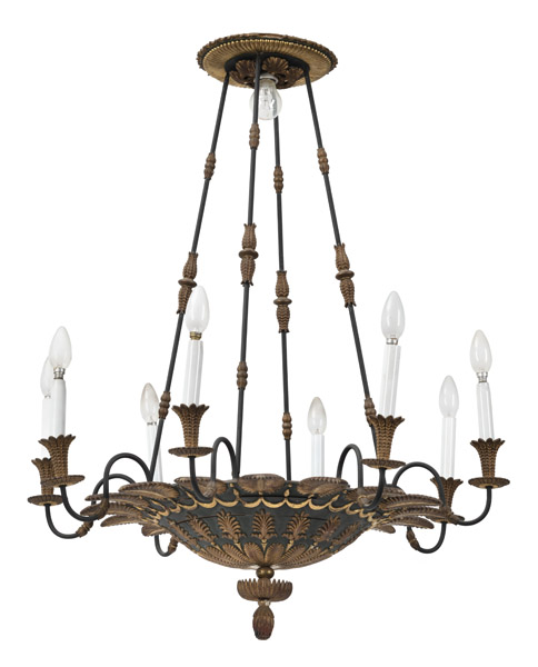 <b>A CARVED AND GILT WOOD NINE LIGHT CANDELABRA</b> <b>A CARVED AND GILT WOOD NINE LIGHT CANDELABRA</b>