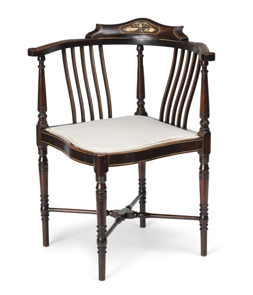 <b>AN EBONIZED MAHOGANY DESK CHAIR</b> <b>AN EBONIZED MAHOGANY DESK CHAIR</b>