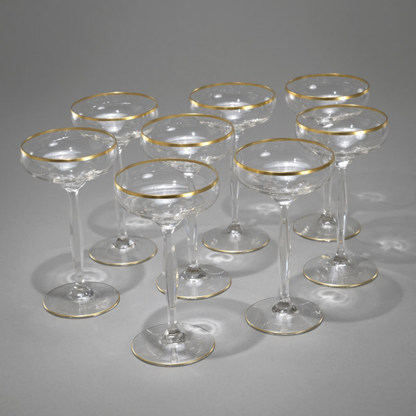 <b>EIGHT ART NOUVEAU CHAMPAGNE GLASSES</b>