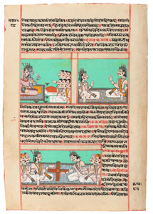 <b>Zwei Doppelseiten eines Manuskriptes mit Darstellungen aus dem Ramayana</b>