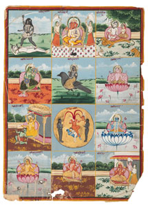 <b>Fine and rare tantric painting - Goddesses of Knowledge</b>
