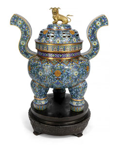 <b>A VERY LARGE PART-GILT CLOISONNÉ ENAMEL CENSER AND COVER</b>