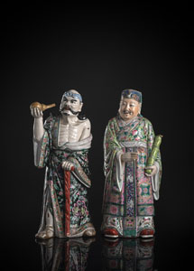 <b>TWO 'FAMILLE ROSE' PORCELAIN FIGURES OF LI TIEGUAI AND ZHANG GUOLAO</b>