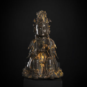 <b>Bronze der Yanguang Niangniang (Göttin des Augenlichts) mit Resten von Lackvergoldung</b>