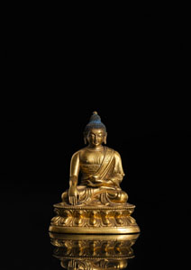 <b>Feuervergoldete Bronze des Buddha Shakyamuni mit Almosenschale</b>