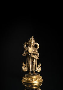 <b>Feine feuervergoldete Bronze, möglicherweise Mandarava</b>