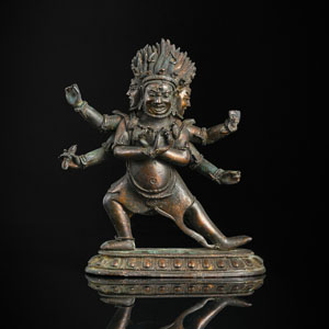<b>Bronze auf einem Lotus, möglicherweise Vajrahumkara</b>