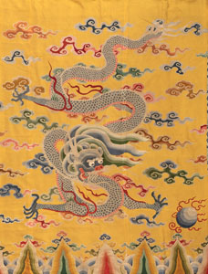 <b>A LARGE YELLOW GROUND DRAGON HANGING</b>