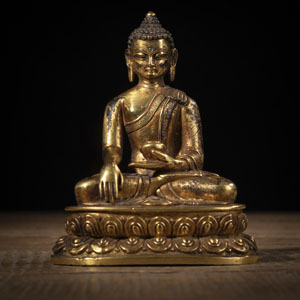<b>Bronze des Buddha Shakyamuni mit Inschrift</b>