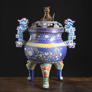 <b>A CANTON-ENAMEL CENSER AND COVER</b> <b>A CANTON-ENAMEL CENSER AND COVER</b>