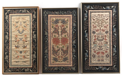 <b>THREE FLORAL SILK EMBROIDERIES</b>