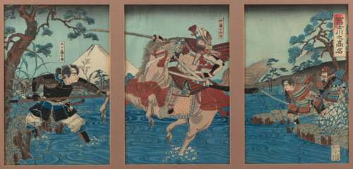 <b>VARIOUS ARTISTS: SEVEN OBAN TAT-E AND A TRIPTYCH BY UTAGAWA KUNISADA (1786-1865) AND UTAGAWA YOSHITORA (ACTIVE 1840), AMONG OTHERS</b>