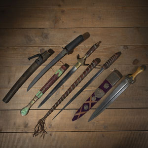 <b>A WAKIZASHI AND THREE OTHER SHORT SWORDS</b>