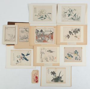 <b>LOT OF ELEVEN PRINTS AND ALBUM PAGES FROM 'MANUAL OF THE MUSTARD SEED GARDEN' ETC.</b> <b>LOT OF ELEVEN PRINTS AND ALBUM PAGES FROM 'MANUAL OF THE MUSTARD SEED GARDEN' ETC.</b>