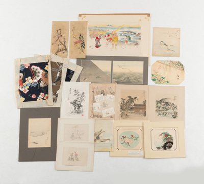 <b>LOT OF PRINTS AND DRAWINGS DEPICTING FLOWERS, ANIMALS AND LANDSCPAES</b>
